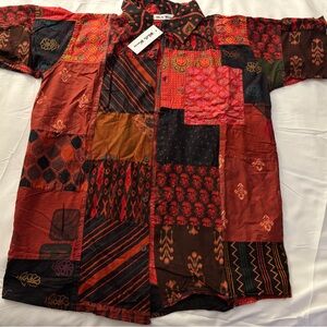 Vibrant Patchwork Button Down Shirt